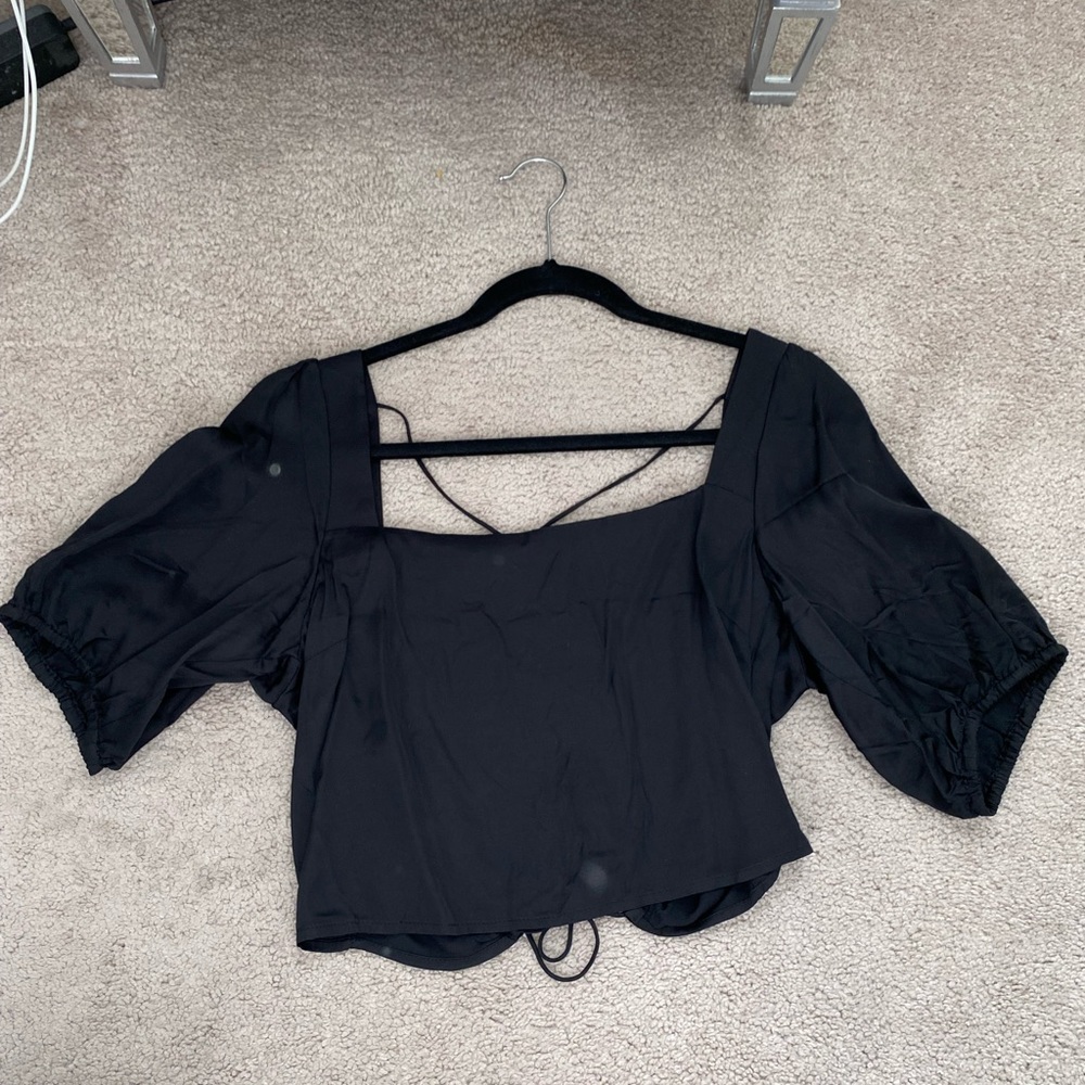H & M cropped silk top. With tie detailing
